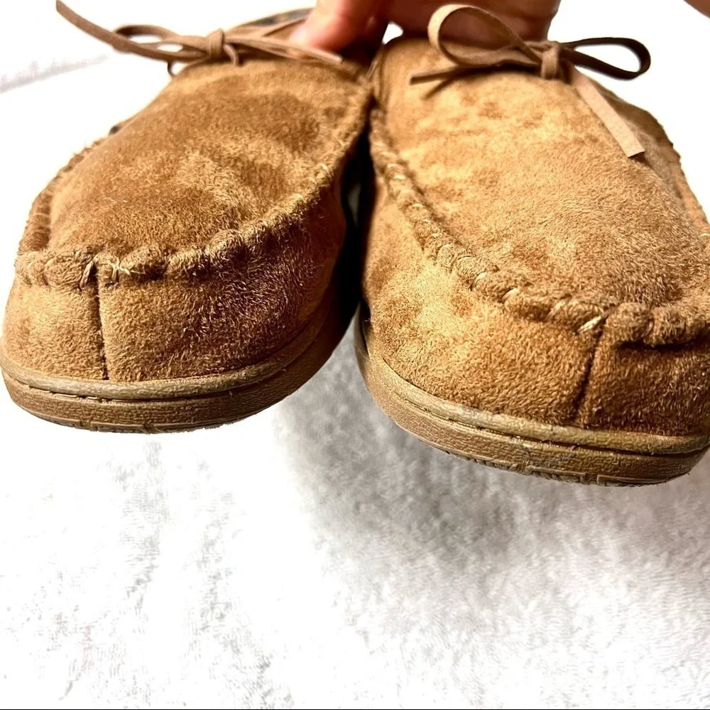 DOCKERS mens moccasin slippers tan suede size 11-12